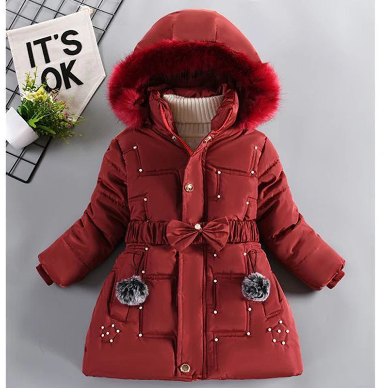 Padded Girl's Winter Jacket W/Removable Hood