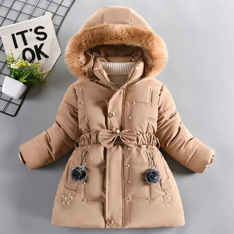 Padded Girl's Winter Jacket W/Removable Hood