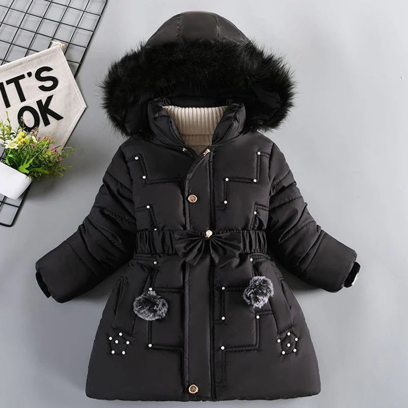 Padded Girl's Winter Jacket W/Removable Hood