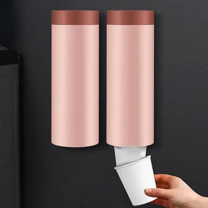 Wall Mount Disposable Automatic Remover Cup Holder Fits Cups Pull Type High Capacity Plastic For Bedroom Kitchen Bathroom