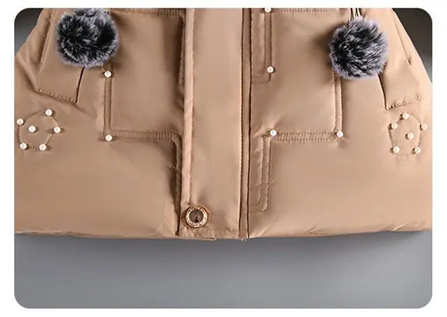 Padded Girl's Winter Jacket W/Removable Hood