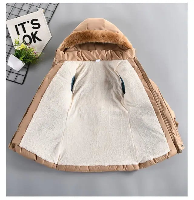 Padded Girl's Winter Jacket W/Removable Hood