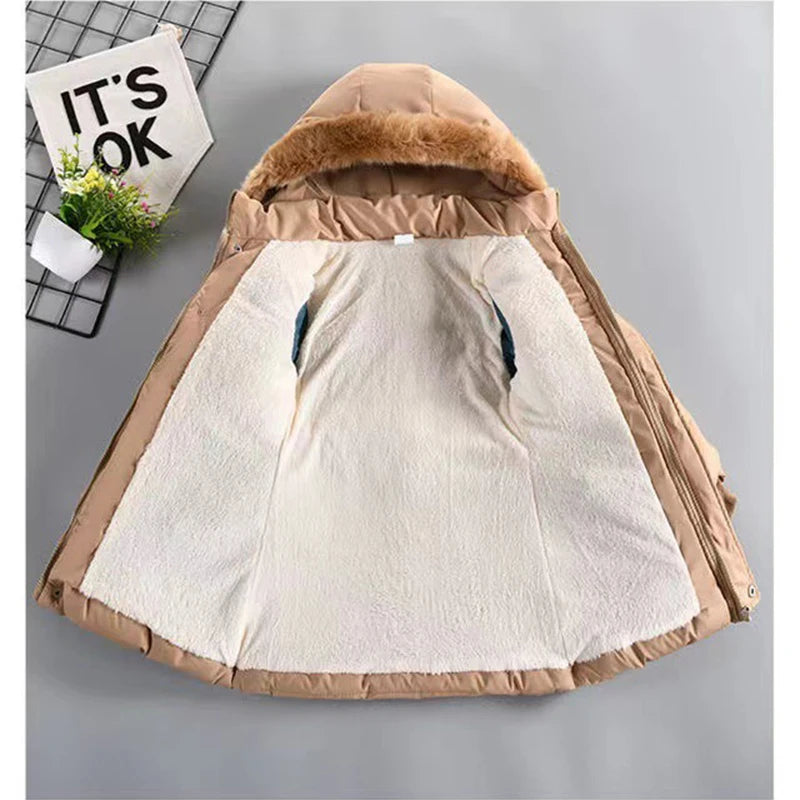 Padded Girl's Winter Jacket W/Removable Hood