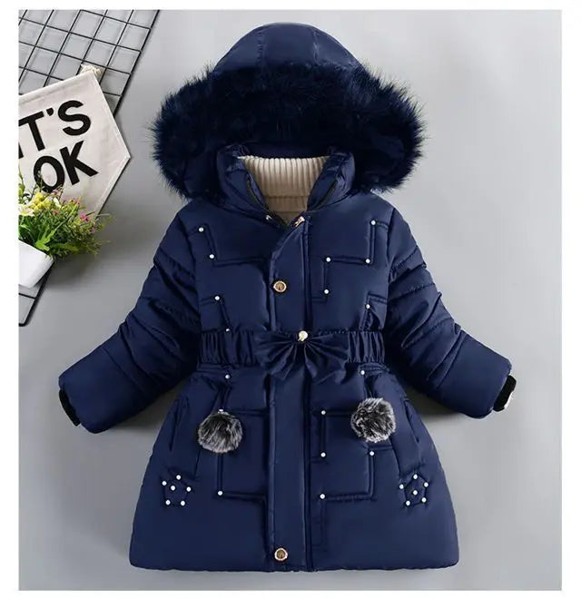 Padded Girl's Winter Jacket W/Removable Hood
