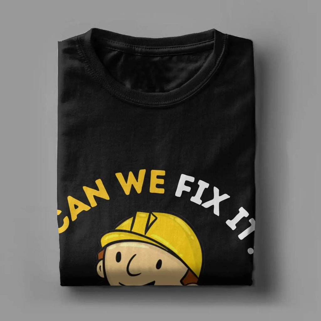 Can We Fix It  Repair Man Crazy Tees Short Sleeve Crewneck T-Shirts Cotton
