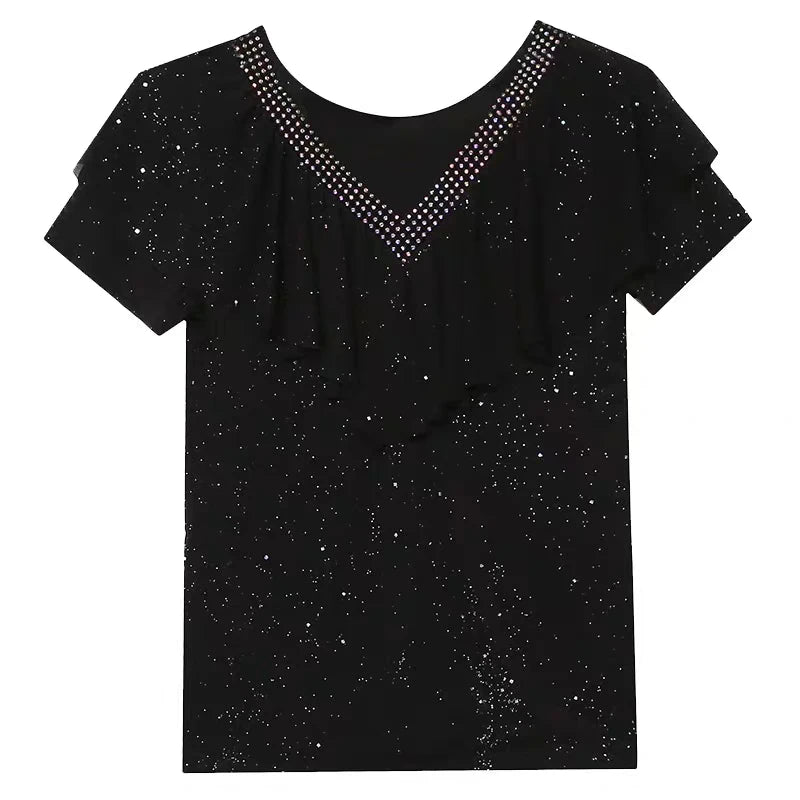 Women's T-Shirt Chic Luxury  Mesh Tops
