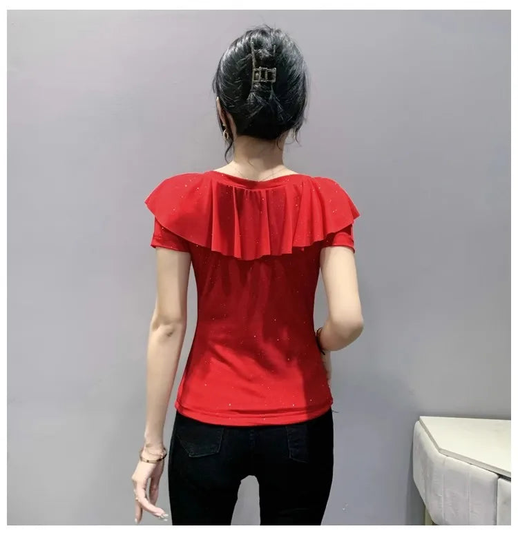 Women's T-Shirt Chic Luxury  Mesh Tops