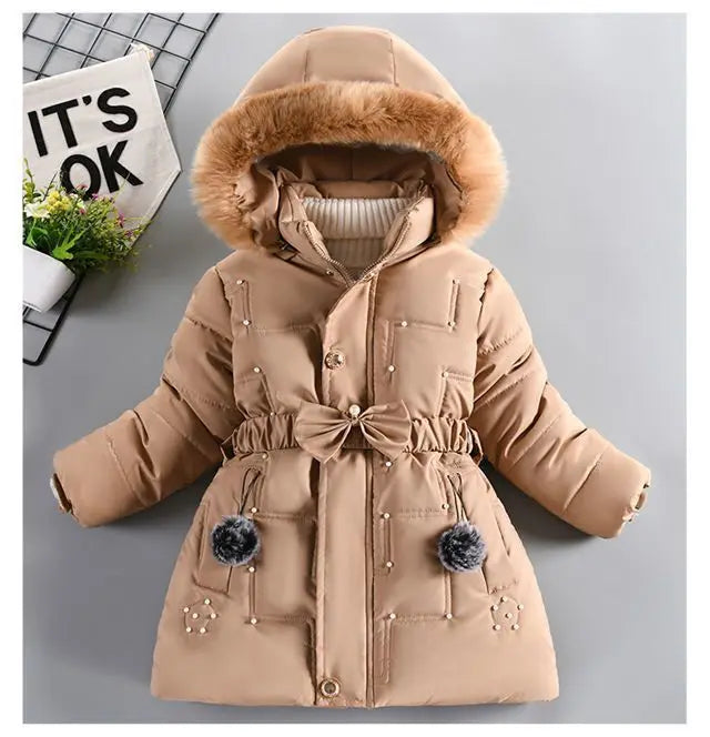 Padded Girl's Winter Jacket W/Removable Hood