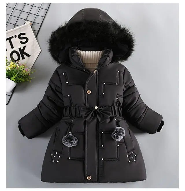 Padded Girl's Winter Jacket W/Removable Hood