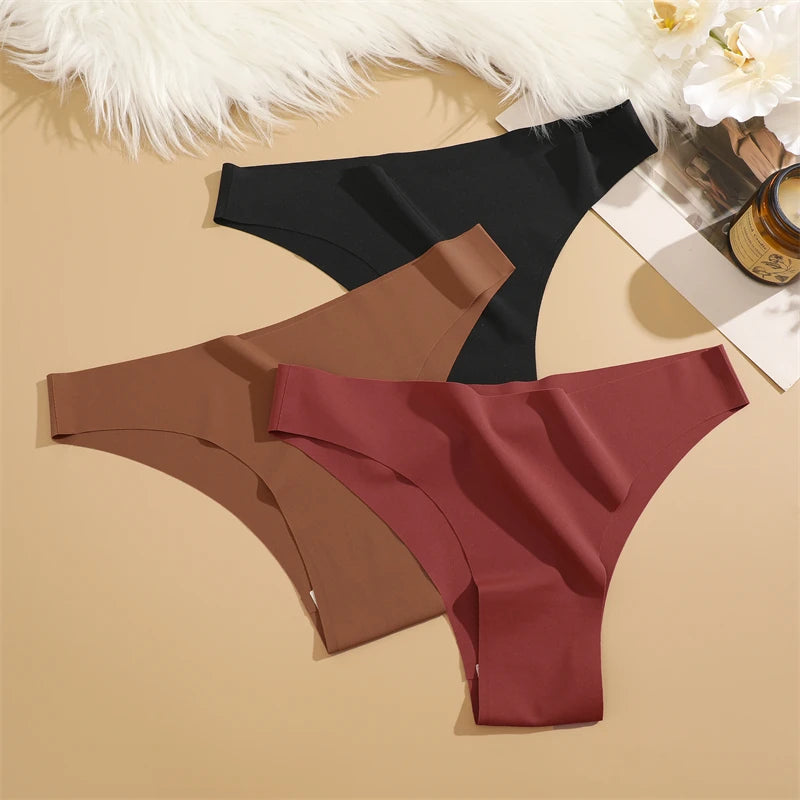 3Pcs Ultra-thin Seamless Silk Underwear