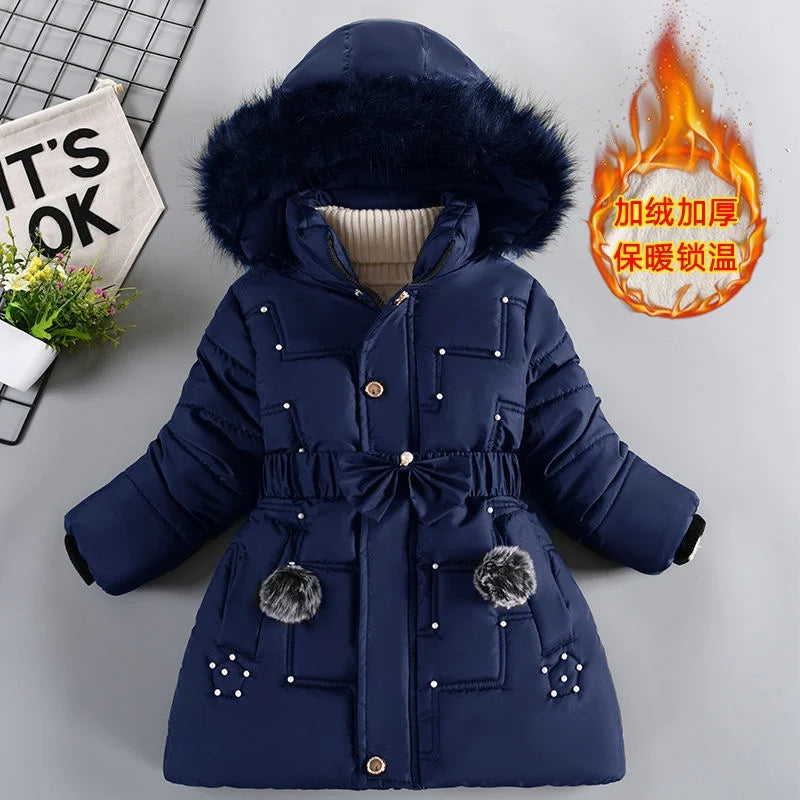 Padded Girl's Winter Jacket W/Removable Hood