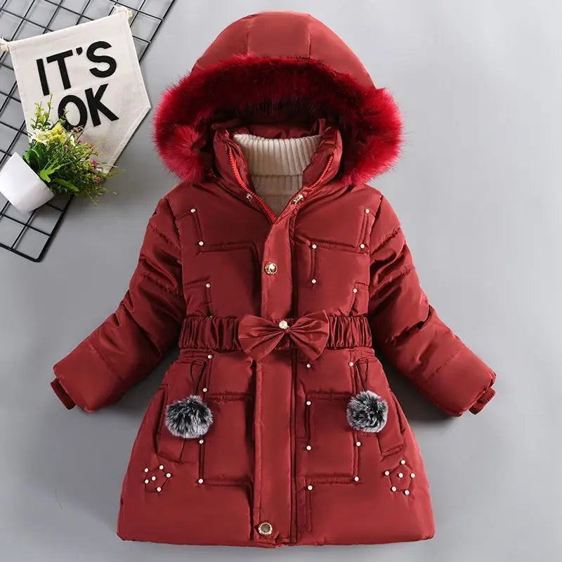 Padded Girl's Winter Jacket W/Removable Hood