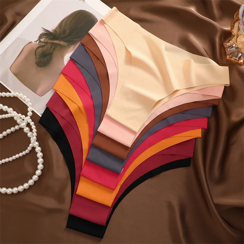 3Pcs Ultra-thin Seamless Silk Underwear