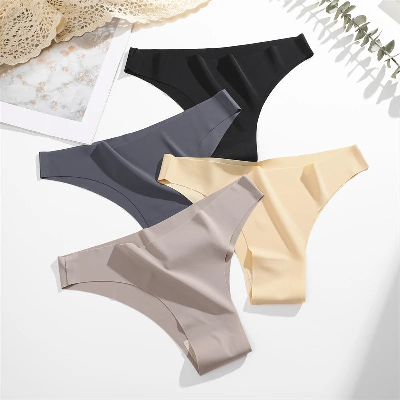 3Pcs Ultra-thin Seamless Silk Underwear