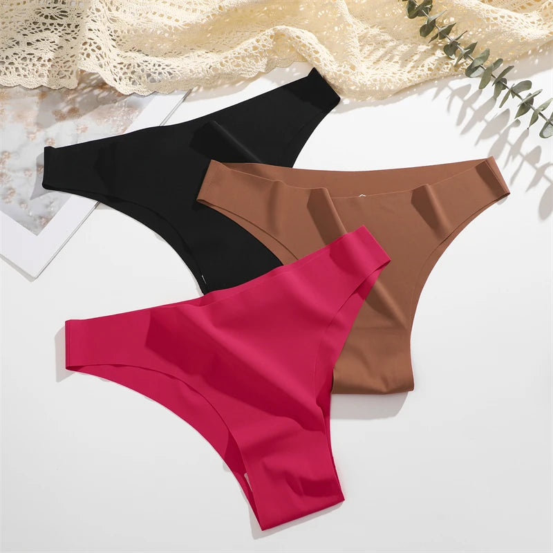 3Pcs Ultra-thin Seamless Silk Underwear